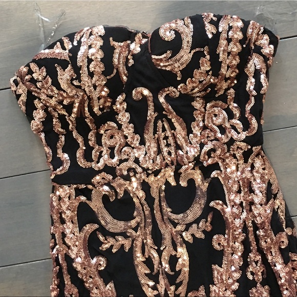 Rose Gold and Black Sequin dress - Picture 3 of 3